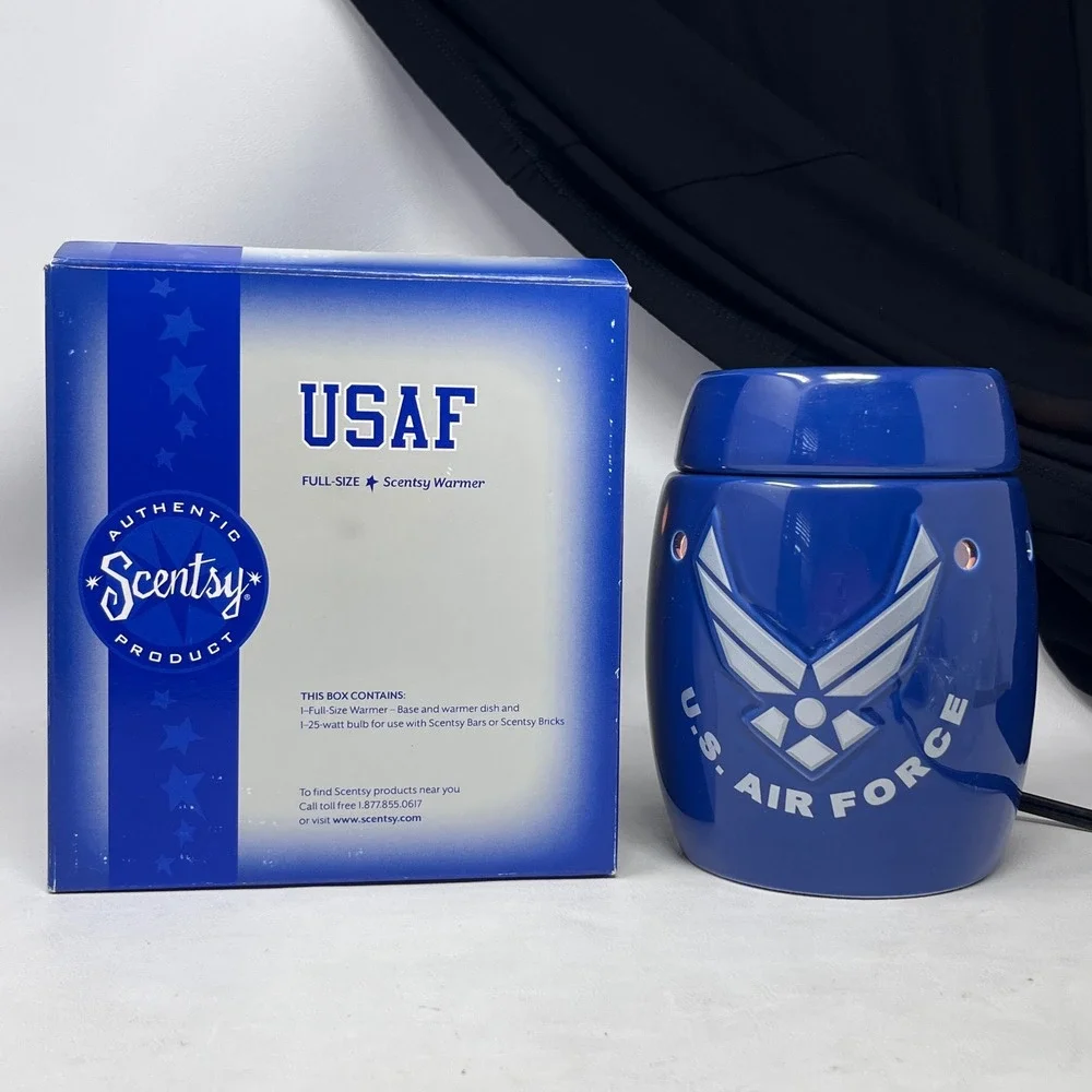 Scentsy USAF Air Force Warmer Blue Ceramic Retired Tested With Box Military